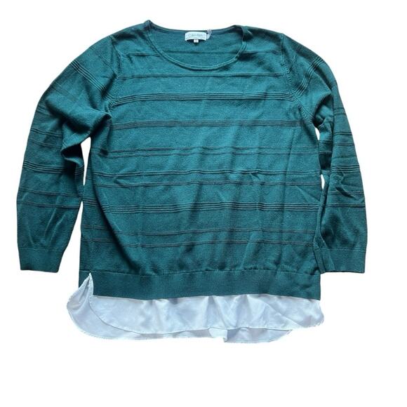 Calvin Klein Green Layered Crewneck Knit Sweater - Large - Picture 4 of 9
